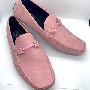 MENS SUEDE DRIVING LOAFER PINK